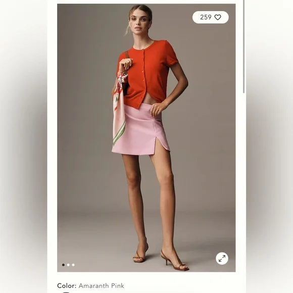 BNWT Maeve Anthropologie Light Pink Linen Style Tailored Mini Skirt - Picture 5 of 5